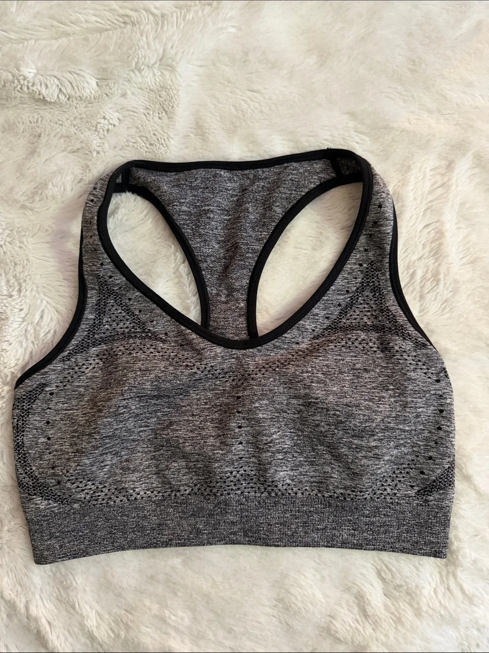 Seamless Heather Gray Racerback Sports Bra Hanes